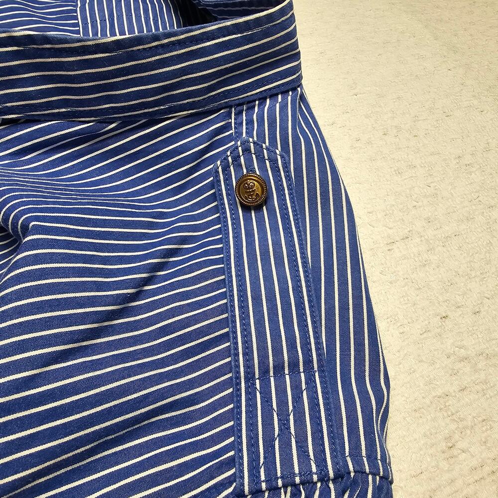 LRL Ralph Lauren Blue White XL Captain Button Up Blouse Striped Academia Preppy - Picture 9 of 12